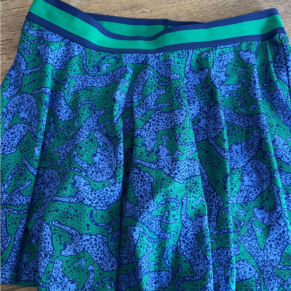 Unknown Brand Green & Blue Printed Skater Skirt